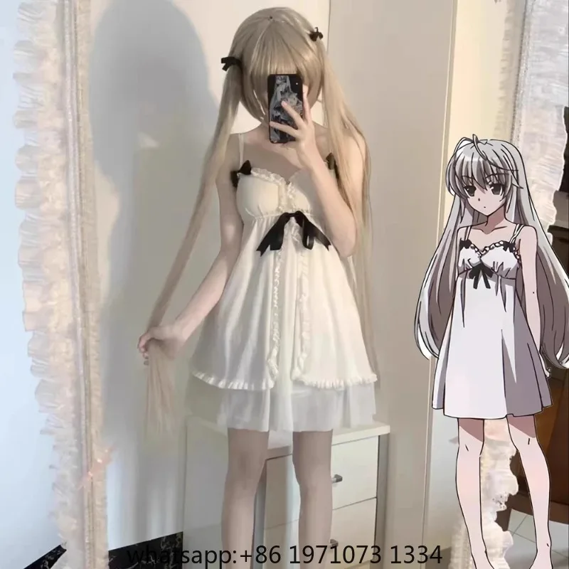 Anime Yosuga No Sora Kasugano Sora Cosplay Costume Girls Sweet Lolita Dress Pajamas Summer Nightgown Ruffle Nightwear Clothes