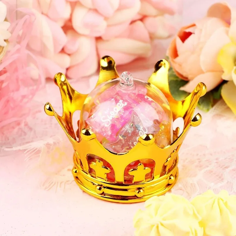 12pcs Gold Crown Candy Box, Fillable Gold Decorated Crown Candy Storage Box Candy Chocolate Dessert Table Super Cute Kids Party