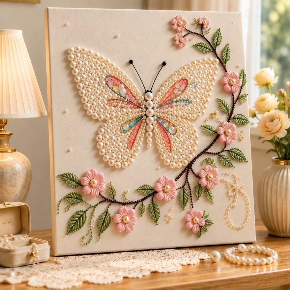 1 Set 11.8x15.7 inch Pearl Diamond Painting Kit DIY Frameless Canva Pearl Diamond Art Kits 5D Rhinestones Dots Art Special Shape