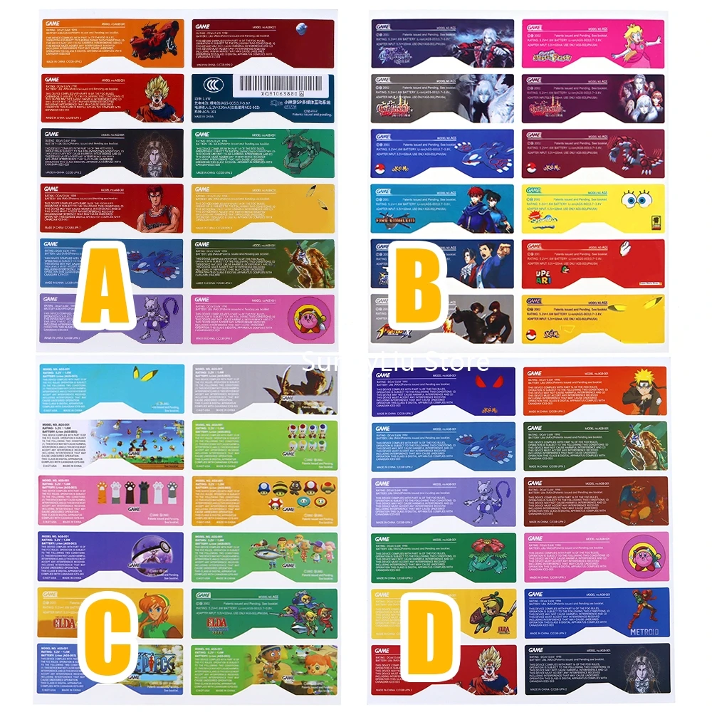 1pc Game Theme Sticker Lables Set black label sticker Replacement for Gameboy Advance SP for GBA SP GBA GB console