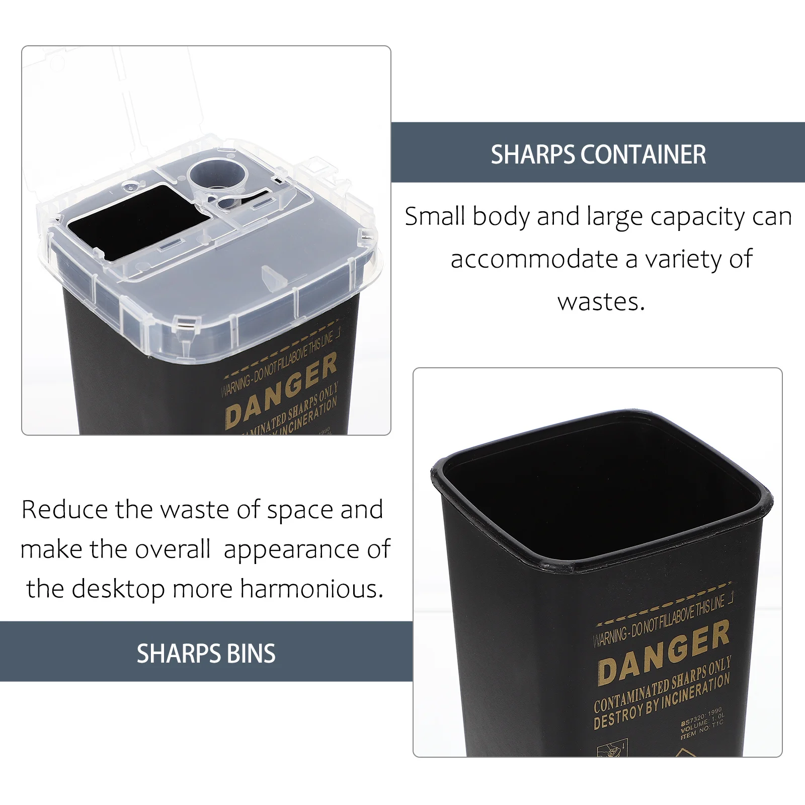 

Sharps Container Durable Plastic Desktop Disposal Bin For Needles Salon Small Sharps Can Practical Needle Organizer Health