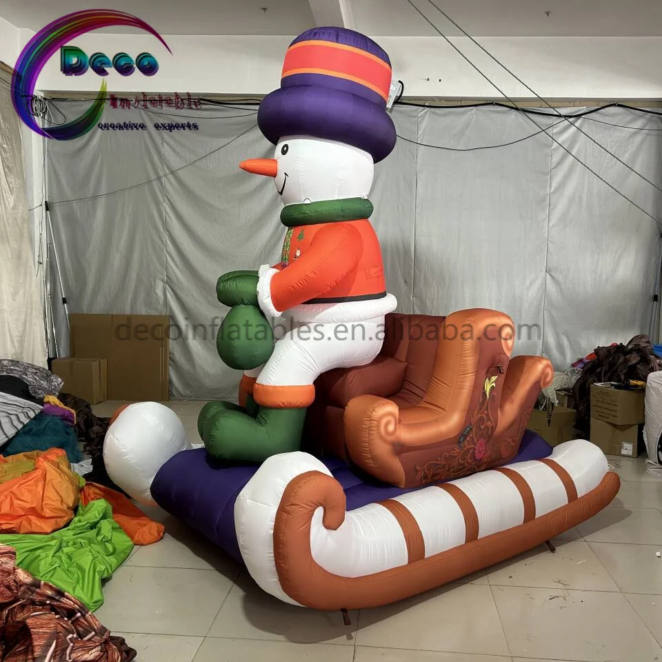 

Customized New Design Inflatable Snowman Riding Sled For Christmas Event Decoration