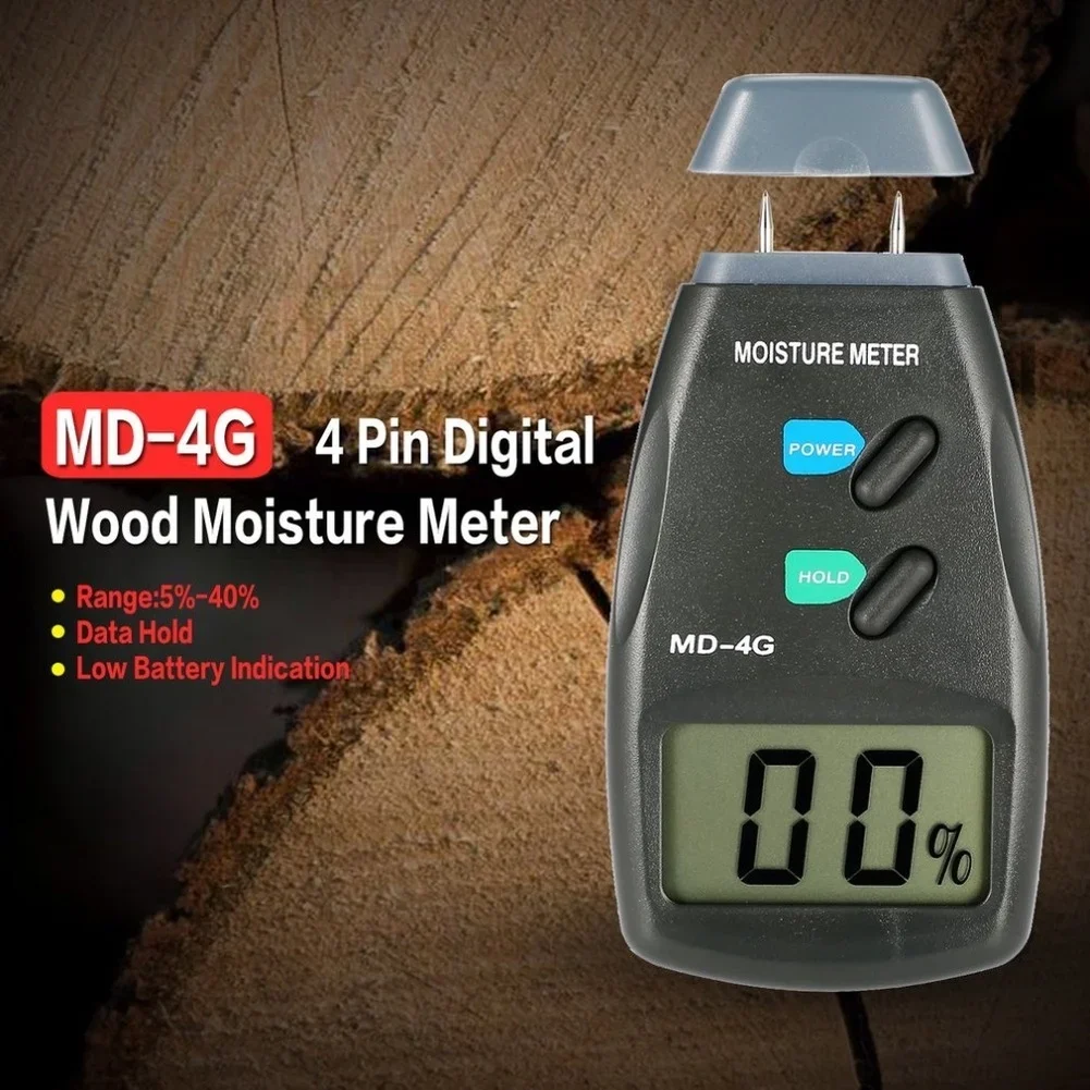 MD-2G MD-4G Digital Wood Moisture Meter With LCD Display For Wood Textile Paper Herbs Fast Response Wide 5 To 40 Percent Range