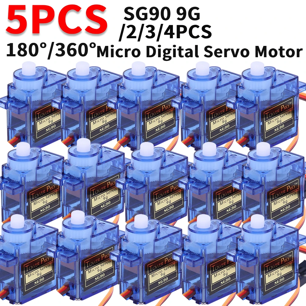 20pcs SG90 9G Micro Digital Servo Motor 180/360Degree Fixed-Wing Micro Gear Servo Motor for Rc Helicopter Toy Airplane Aircraft