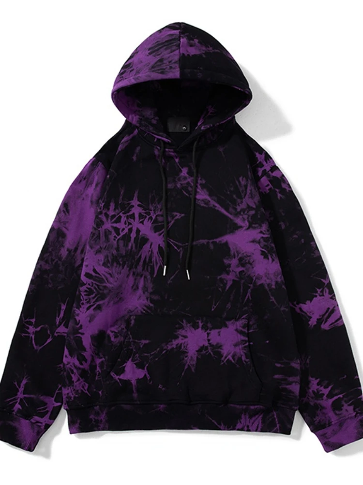 Punk Gothic Y2k Clothes Tie Dye Drawstring Kangaroo Pocket Harajuku Vintage Hoodies Streetwear Fashion Spring Autumn Sweatshirts