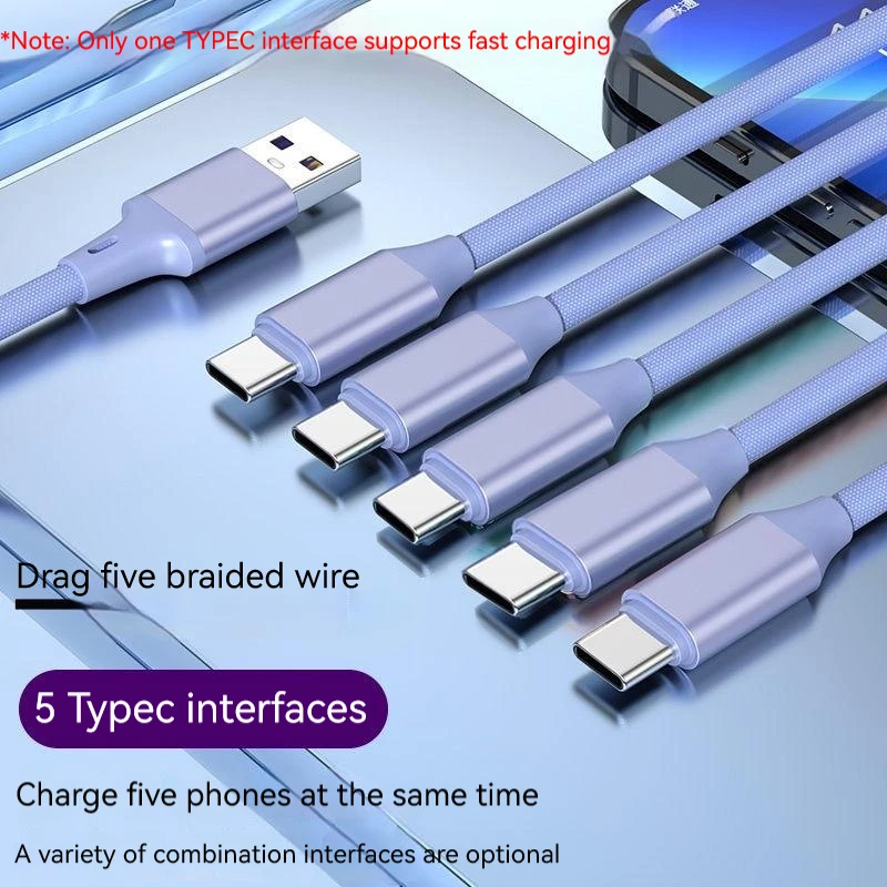 5 in 1 USB Cable C Charging Cable Multifunction type-c Micro USB Charge Cable d For Samsung S22 S20 Xiaomi mi 12 s21 s20 A51