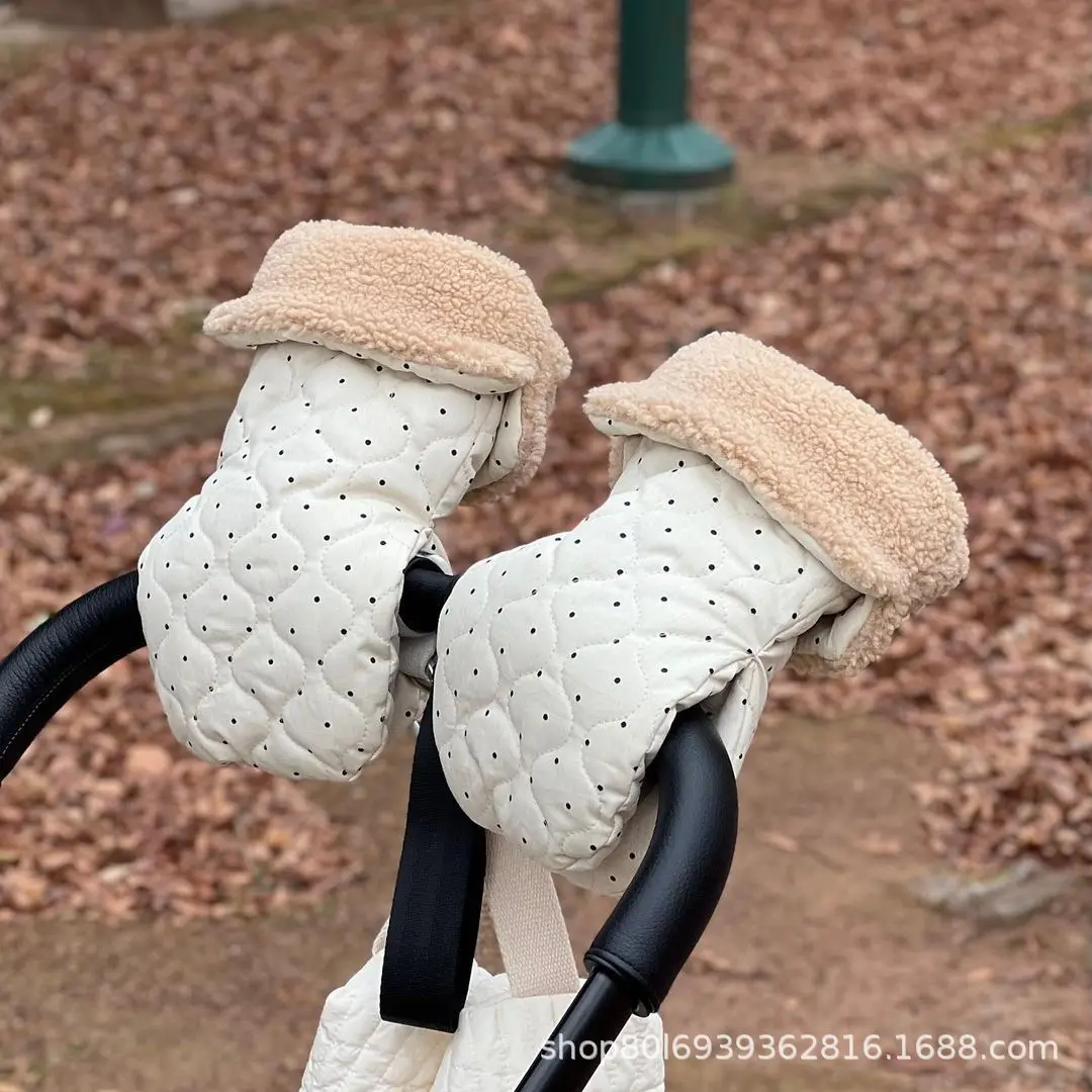 Universal Baby Stroller Gloves Winter Warm Thicker Inner Fur Antifreeze Mittens For Outside Travel Baby Stroller Accessories New