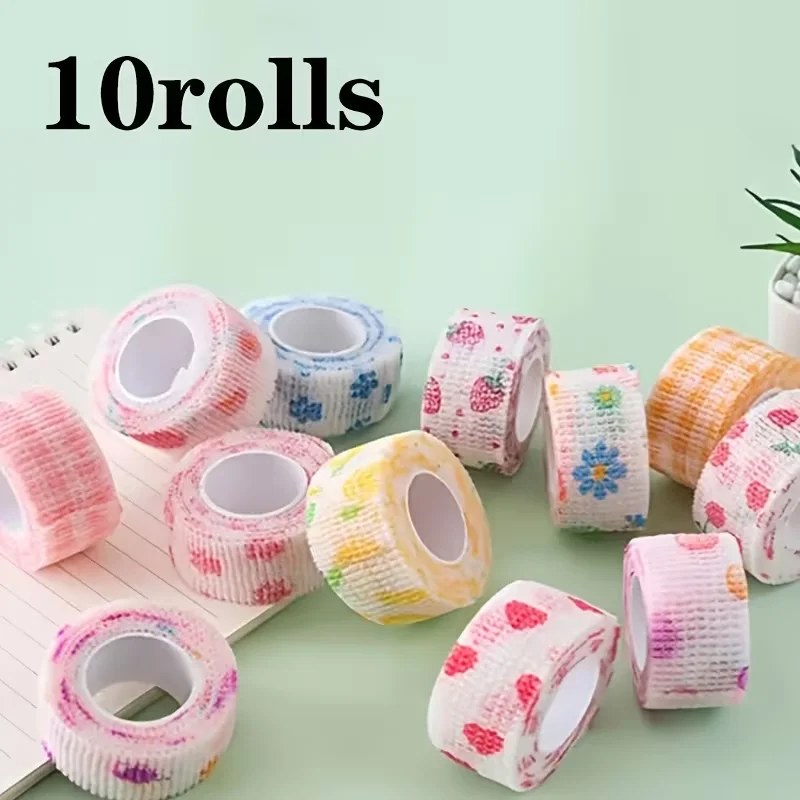 5 Rollen / 10 Rollen (Farbe zufällig) Fingerbandagen, selbstklebendes, atmungsaktives Sporttape, elastische Bandagen aus Vliesstoff – Detail 8