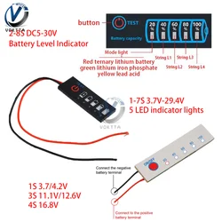 1-8S Battery Level Indicator 18650 Lipo Li-ion Capacity Board Charging Tester 5 LED Indicator Lights Battery Display Volt Meter