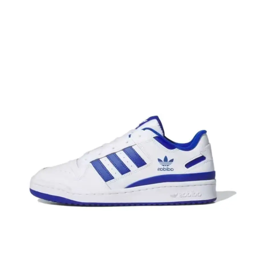 Adidas Origins FORUM Low Leather Wear resistant Low cut Board Shoes for Men and Women in White and Green