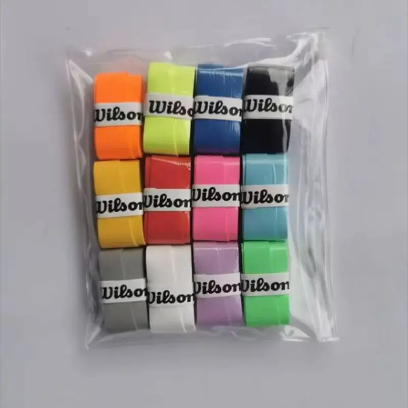 12 шт., клей для рук Wilson, нескользящая теннисная ракетка, повязка на пот, поглощающая ручка, повязка на повязку, ручка из искусственной кожи, противоскользящий клей для рук