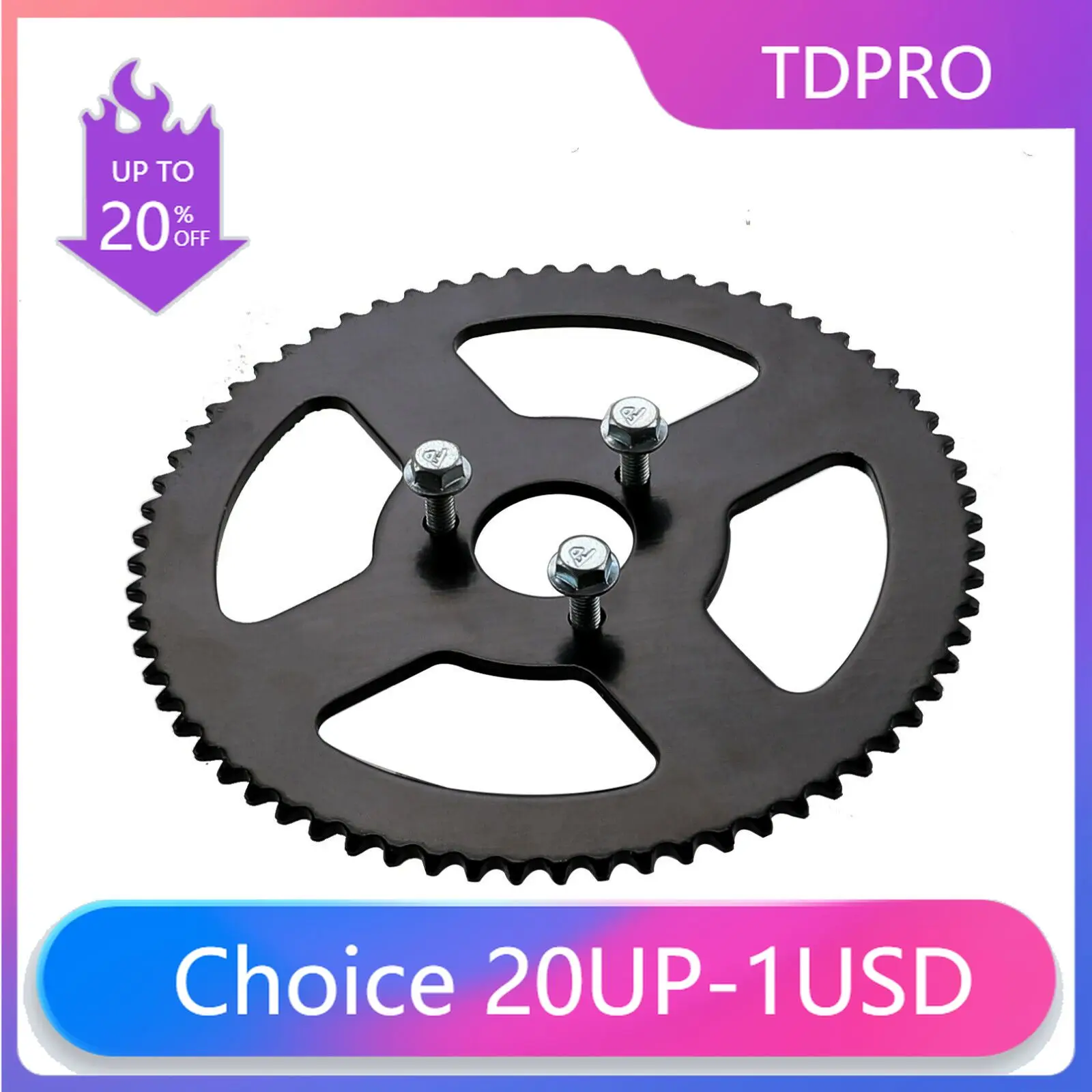 TDPRO-Roda dentada traseira com parafusos, Mini bicicleta de bolso, Scooter, ATV, Quad, 49cc, 68T, 26mm, 25H