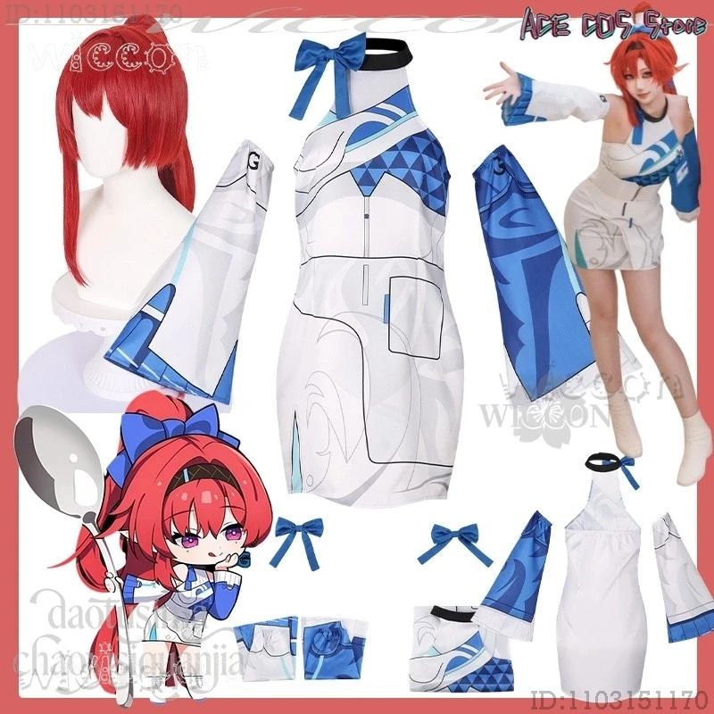 

Adults costume Yinlin Cosplay Anime Game Wuthering Waves Crossover GS25 Sexy Blue White Jumpsuit Backless Dress Halloween carniv