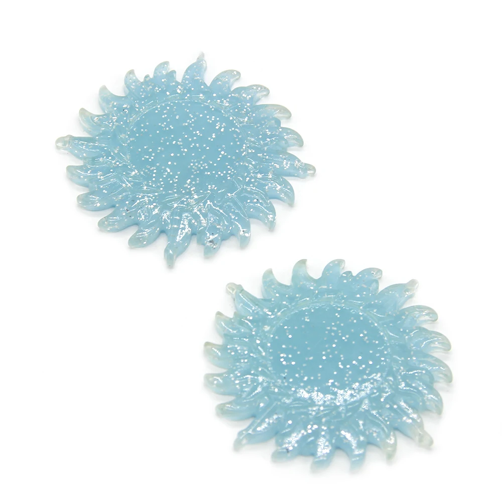 Light Blue Glitter Sun Resin Cabochons DIY Earring Hair Clip Making Charms