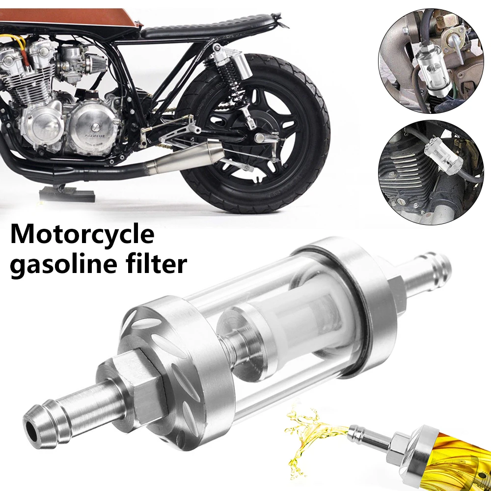 8mm Universal Aluminum Alloy Fuel Filter Wear Resistant Inline Filter Washable Reusable Inline Petrol Gas Filter for Motorcycle