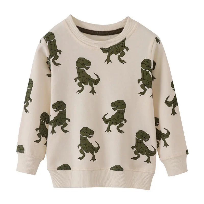 2-7T Dinosaurs Print Long Sleeve Boys Sweatshirts  Autumn Spring Kids Hooded Children's Top Baby Clothes Sport Shirts