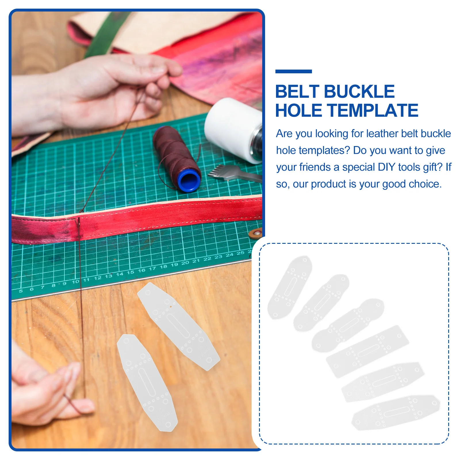 

6Pcs Belt Hole Template Premium Punching Die Transparent Color Smooth Surface Exquisite Details Belt Clip Hole Template