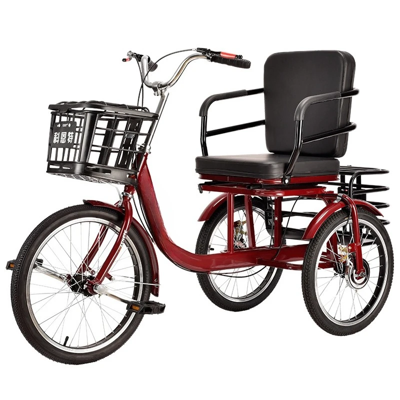 

Luxury large seat, elderly self-propelled forward drive, foot stepping three-wheeled adult scooter, human tricycle