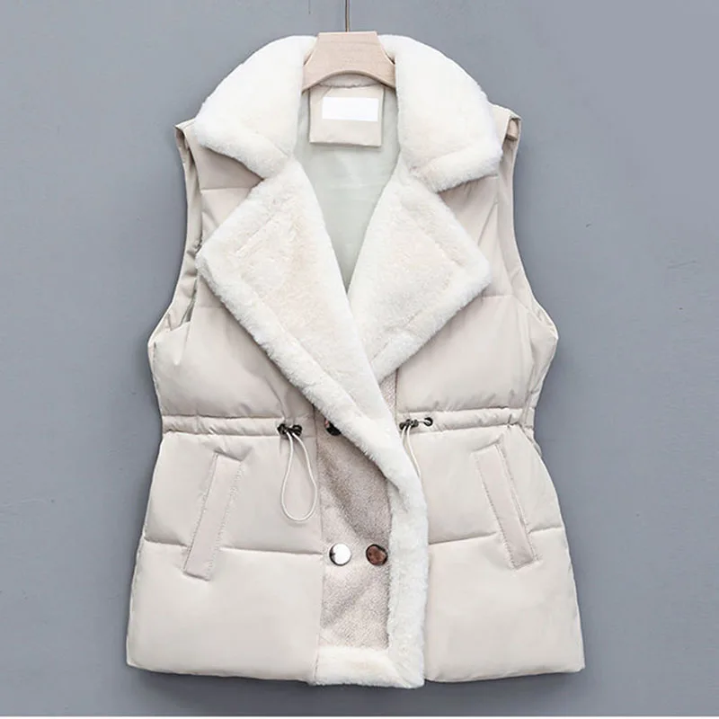 Chaleco acolchado de algodón para mujer, chaqueta coreana sin mangas con cuello en la cintura, abrigo corto, Tops para mujer 2024