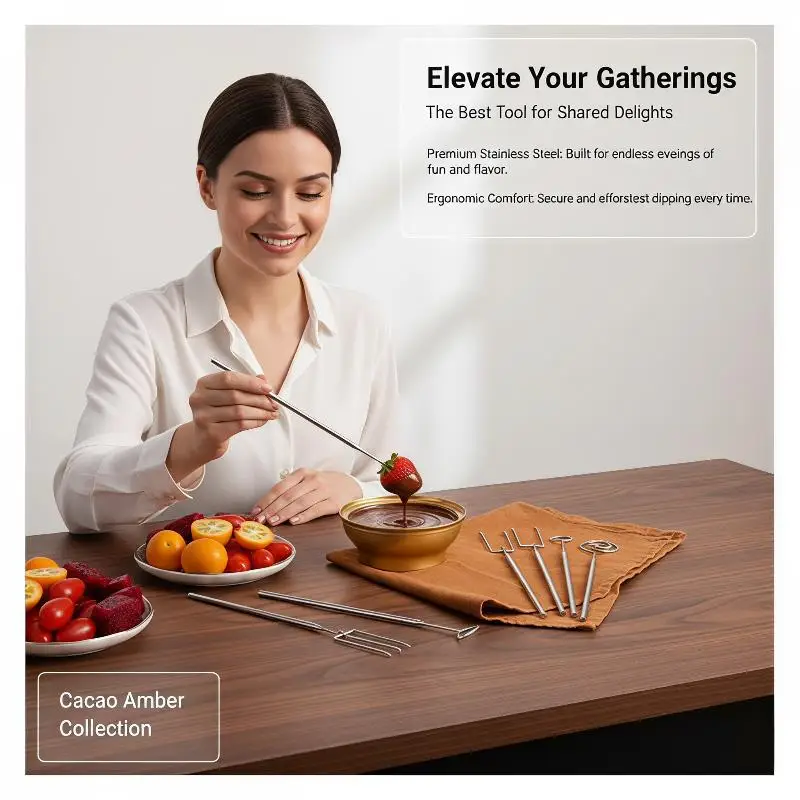 [L] 1/6 Pcs Stainless Steel Fondue Dipping Forks Durable Unique Design For Chocolate Parties Fruit Platters Daily Use