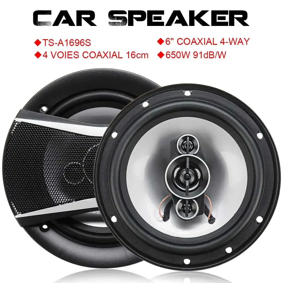 

2Pcs 4 Way Car Universal Coaxial Hifi Speakers 6 Inch 650W Auto Audio Music Stereo Speaker Non-destructive Installation