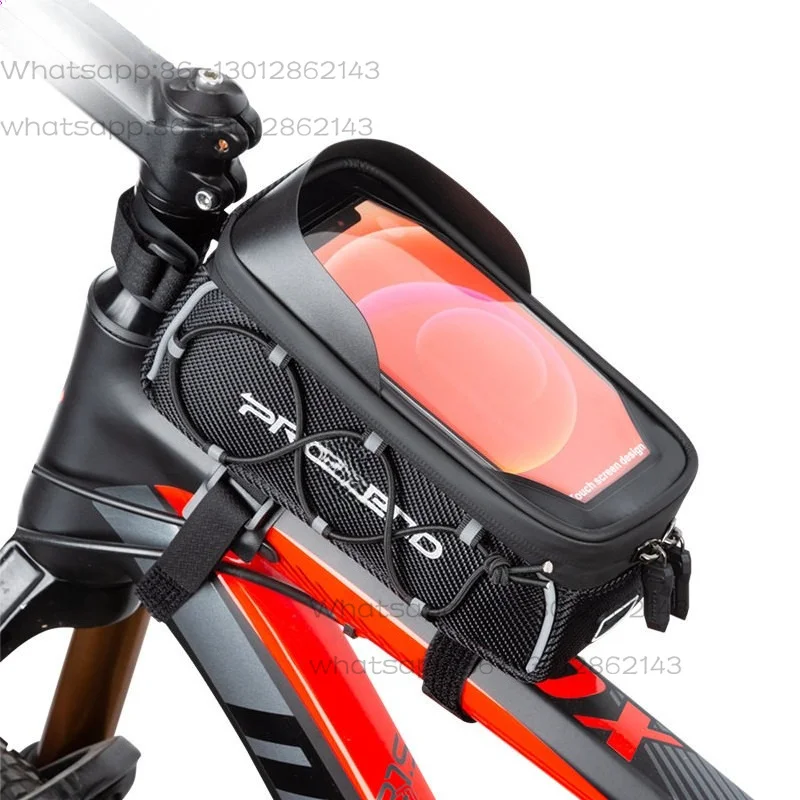 Bicycle Top Tube Bag, Waterproof Hard Shell Touch Screen Bike Frame Bag, Cycling Storage Bag for Road Bike MTB