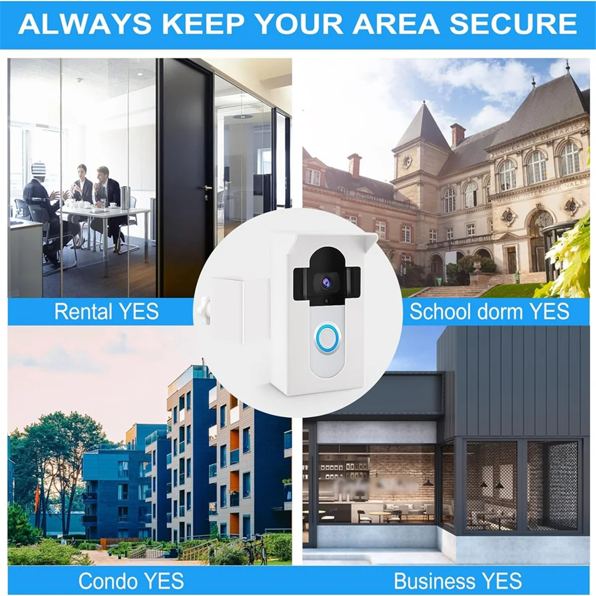 وامض جرس الباب الرنين مكافحة سرقة جرس باب يتضمن شاشة عرض فيديو جبل ل RingDoorbell جبل لا حامل الحفر قوس لتأجير باب الشقة المنزل