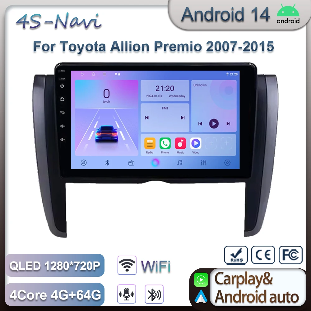 Android 14 For Toyota Allion Premio 2007 - 2015 Multimedia Player Carplay Head Unit Auto Radio GPS Navigation stereo No 2Din DVD