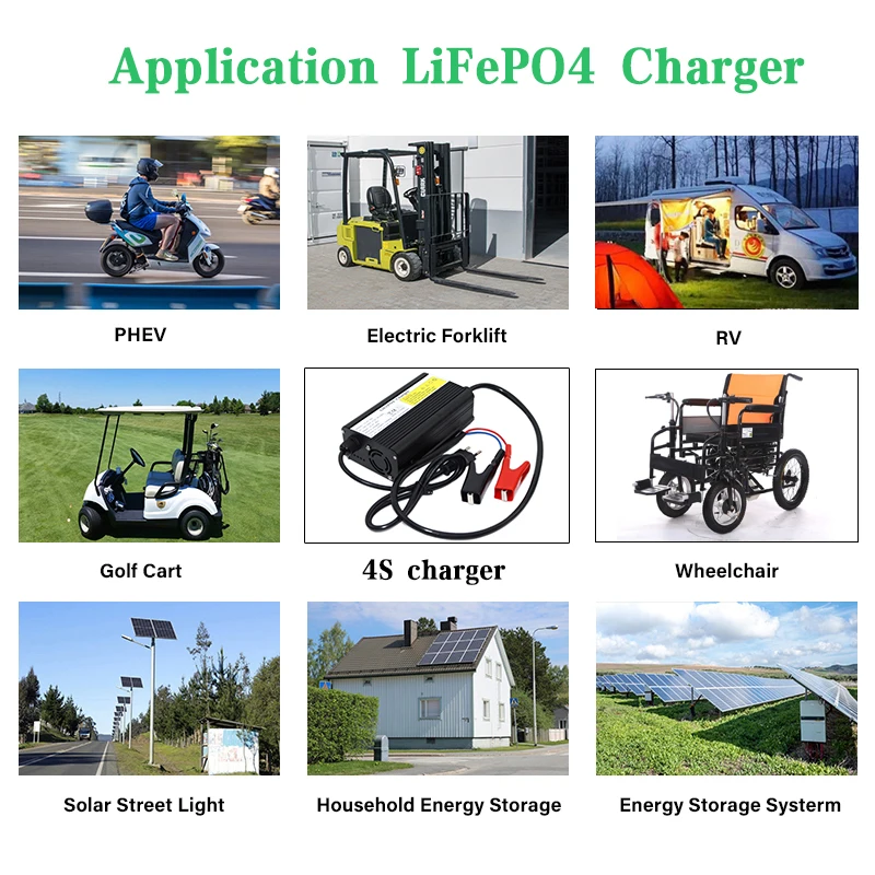 New 14.6V 20A Lifepo4 Battery Charger AC100-240V For 4S 12V 12.8V 100A 200A Golf Cart etc Smart Charging With Fan Aluminum Case