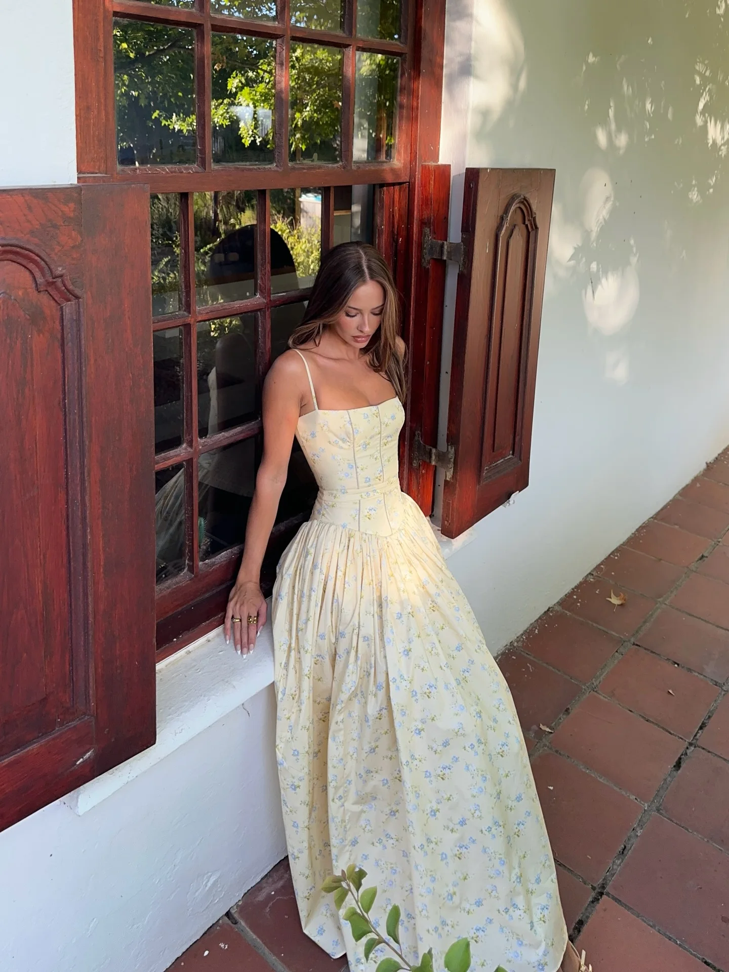 Mingmingxi Women Floral Print Spaghetti Strap Maxi Dress Summer Elegant Lace Up Dress Holiday Party Beach Wear Dress