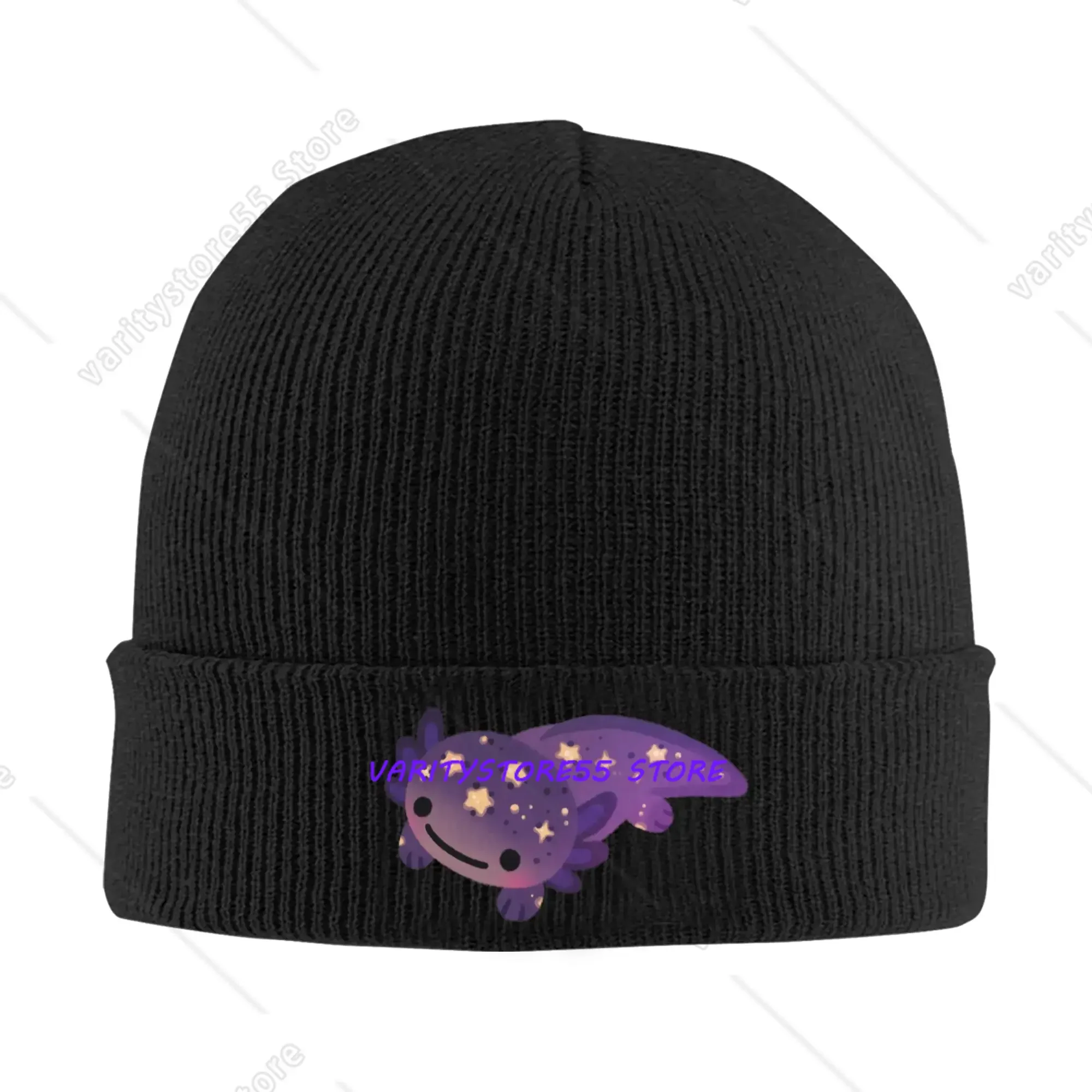 Happy axolotl blue Knitting Hat  Cool Caps Men Women Unisex Outdoor Sport Beanie Hats Autumn Winter Design Head Wrap Bonnet Hats