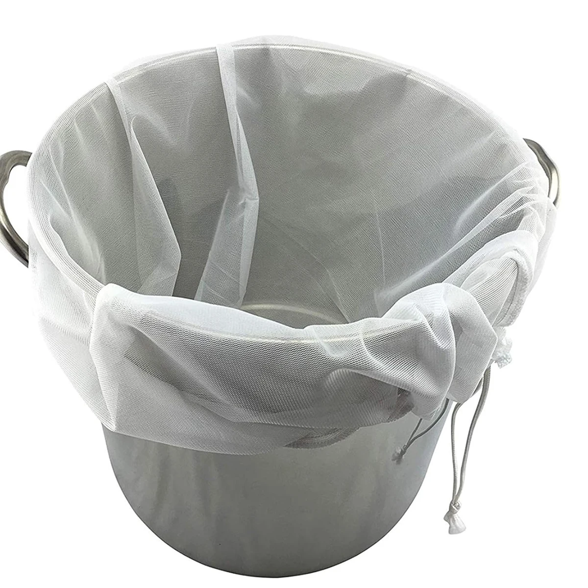Brew Strainer Bag Large Capacity Brew Filter 26*22 inch Fruit Reusable Brew Strainer Bag Compatible with Home Brewers White