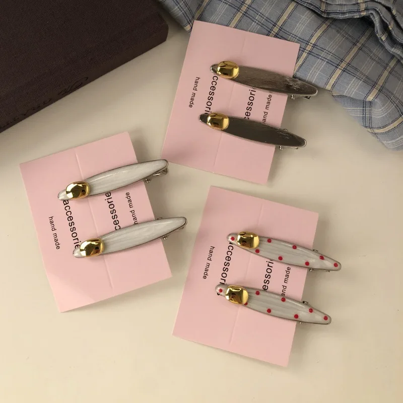 

2pcs High-end refined one-piece hair clip, stylish bangs clip, elegant side hairpin, duckbill hair accessory