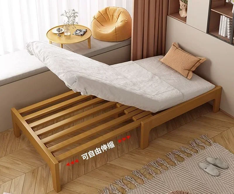 Solid Wood Foldable 1.2 Meter Single 90cm Stretch Bed Small Household Unit With Retractable Bed And Sliding Bed Space Saving