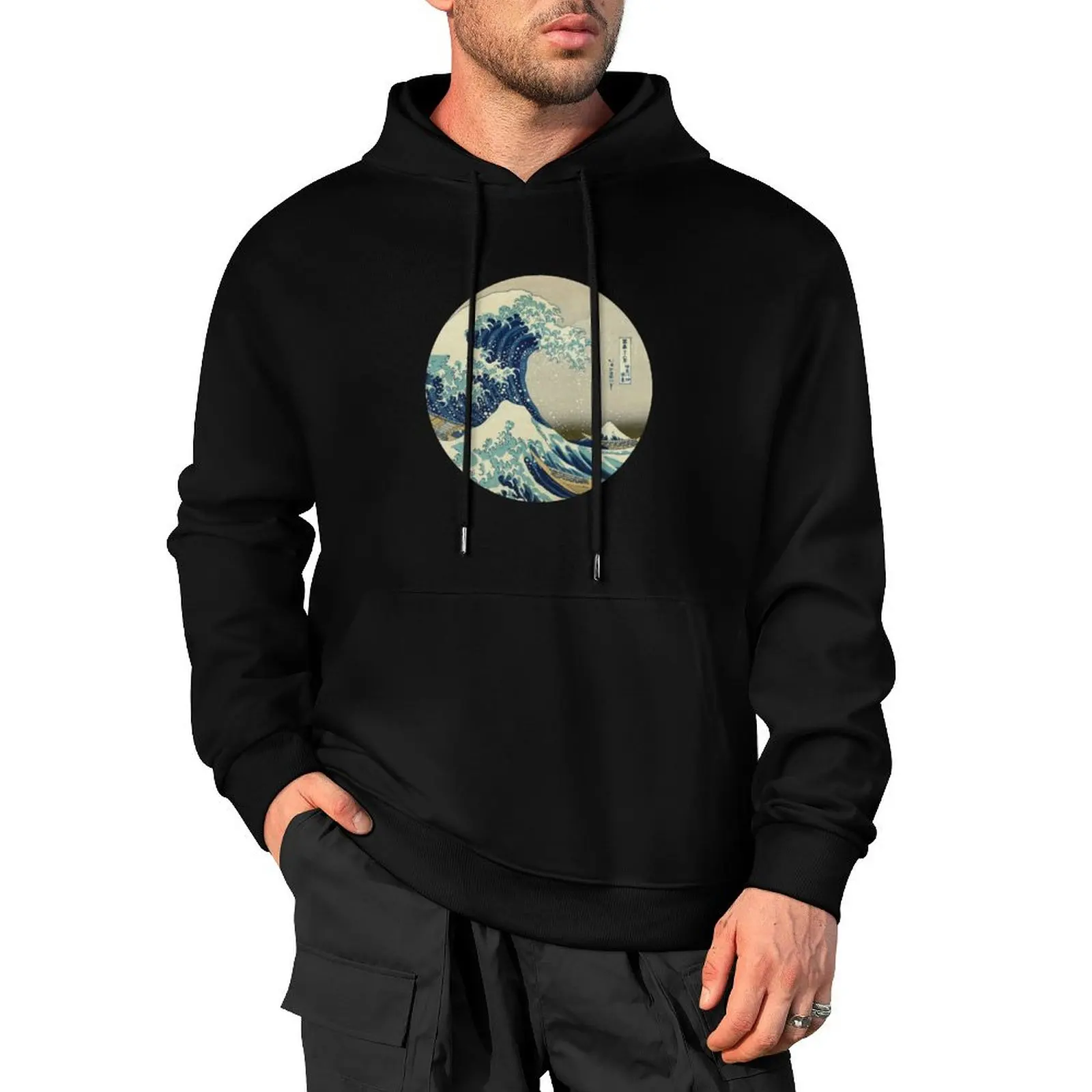 Great Wave off Kanagawa circle Pullover Hoodie graphic t shirts men men's clothing korean clothes winter clothes tracksuits