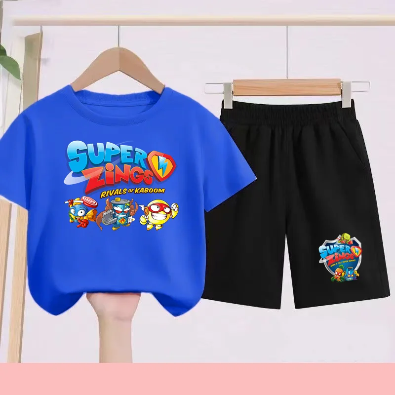 

Round Comfortable Neck T-shirt Kids Fruits Anime Hot Topic Cool Summer Boy Girl 3-12Years Casual Short-Sleeved+Shorts Sports Set