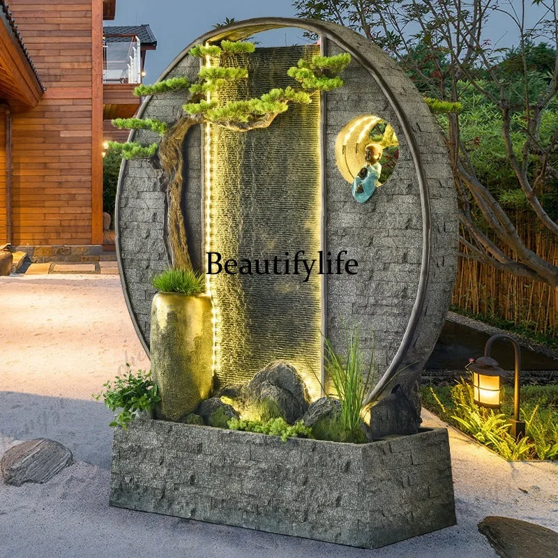Water curtain wall rockery screen circulating water villa landscaping fountain decorative landscape floor ornament
