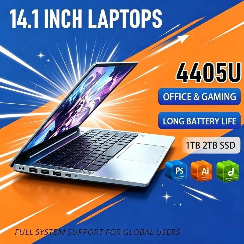 Business Laptops 14.1 Intel Core 4405U Intel 32GB RAM 1/2TB SSD Notebook PC Ultra Slim Laptop For Office Games Computer Windows