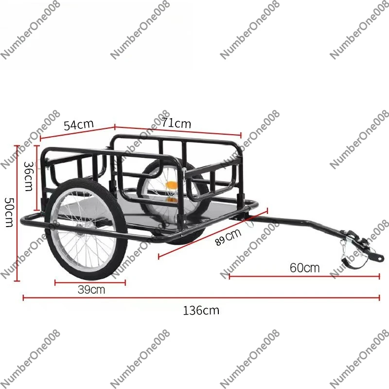 Foldable Cargo Bicycle Trailer, Heavy Duty Rear Mounted Utility Wagon for Outdoor Riding, Luggage Carrier Bike Traction Tool