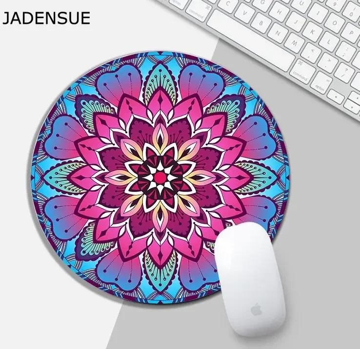 Round Mouse Pad Deskpad Office Accessories Mousepad Mandala Flower Laptop Mouse Mat Computer Keyboard Pad Desk Mats
