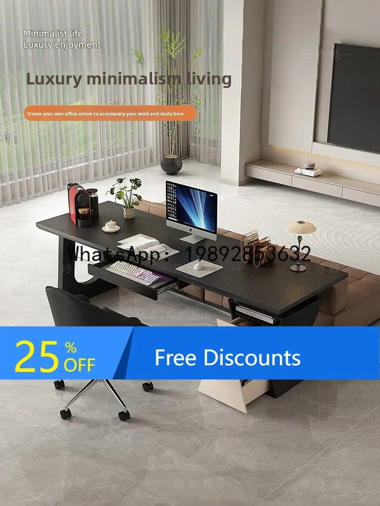 LYY Modern Minimalist Computer Live Streaming Dedicated Desk Office Desk Home Solid Wood E-sports Gaming  with Socket