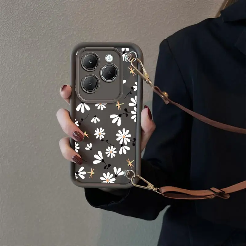 H ot 40 White Flower New Sky Eye Lanyard Phone Case For Infinix Hot 40 30 30Play 12 20Play 12i 20S 30i ITEL S23 A18S P55 Cover image 2