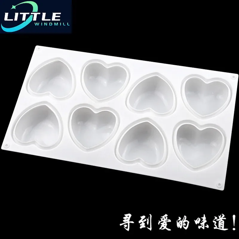 8 Conjoined Heart-shaped Silicone Mousse Cake Mold DIY Aromatic Gypsum Mold