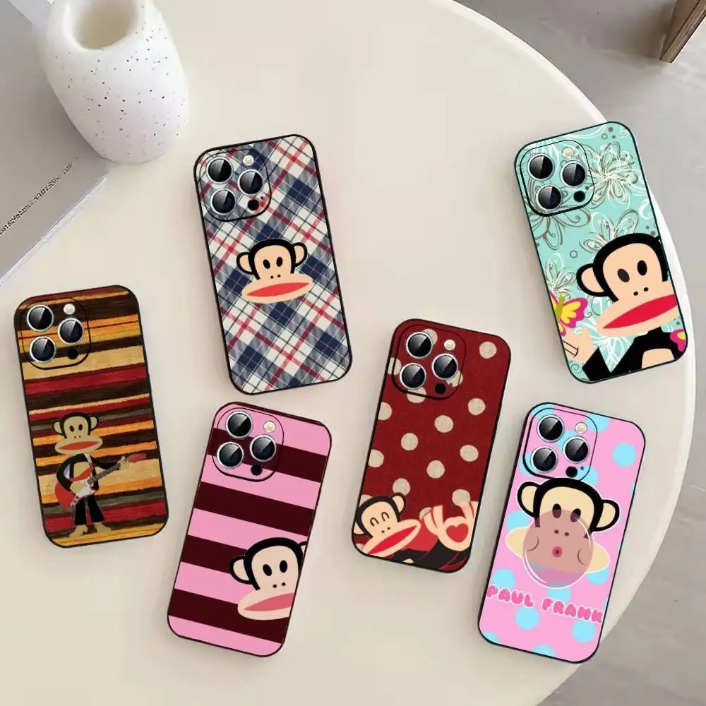 Capa de Celular Fashion P-Paul F-Frank para iPhone 17, 16, 15, 14, 13, 12, 11 Plus, Pro Max e Outros Modelos – Capa Protetora Preta Macia