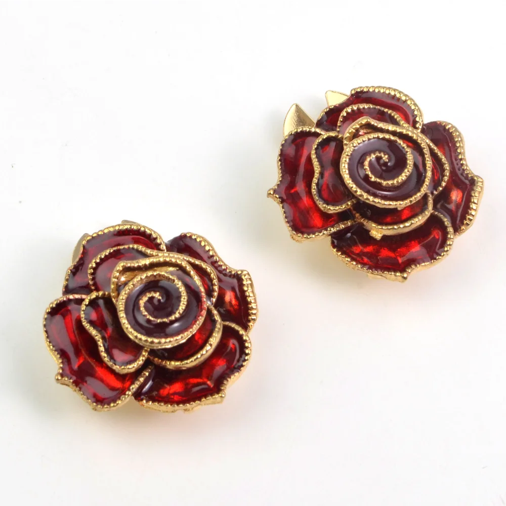 2 Pcs Merry Christmas Button Cover Alloy Rose Rhinestone Shirt Cufflinks Xmas Christmas Rose Blossoms Cufflinks