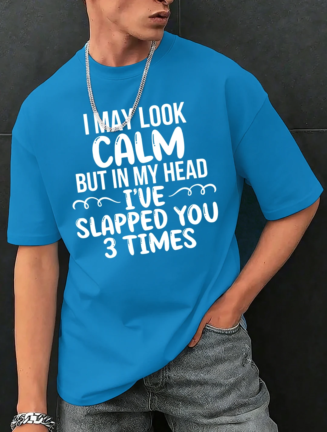 Slapped You 3 Times In My Head Print Herren-T-Shirts aus Baumwolle, Hip-Hop-T-Shirts, O-Ausschnitt, Sommerkleidung, lässig, trendig, All-Match-Kurzarm – Detail 20