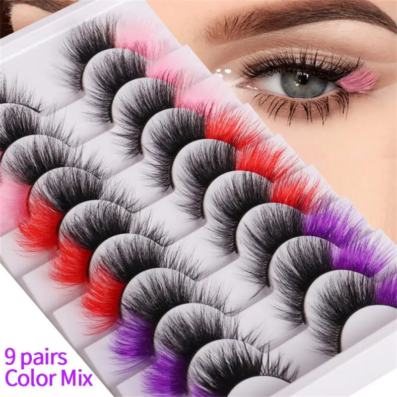 Faux Cils Eyelash Extension 1pair Fake Eyelashes Makeup Colored Lashes Party Stage Show Soft 5d False Eyelash Cosmetics Cosplay