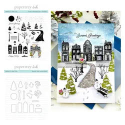 New Arrival Stamps and Dies 2024 Winter in the City Happy Holidays Metal Cutting Die DIY Scrapbooking Crafts Decoration Embossed