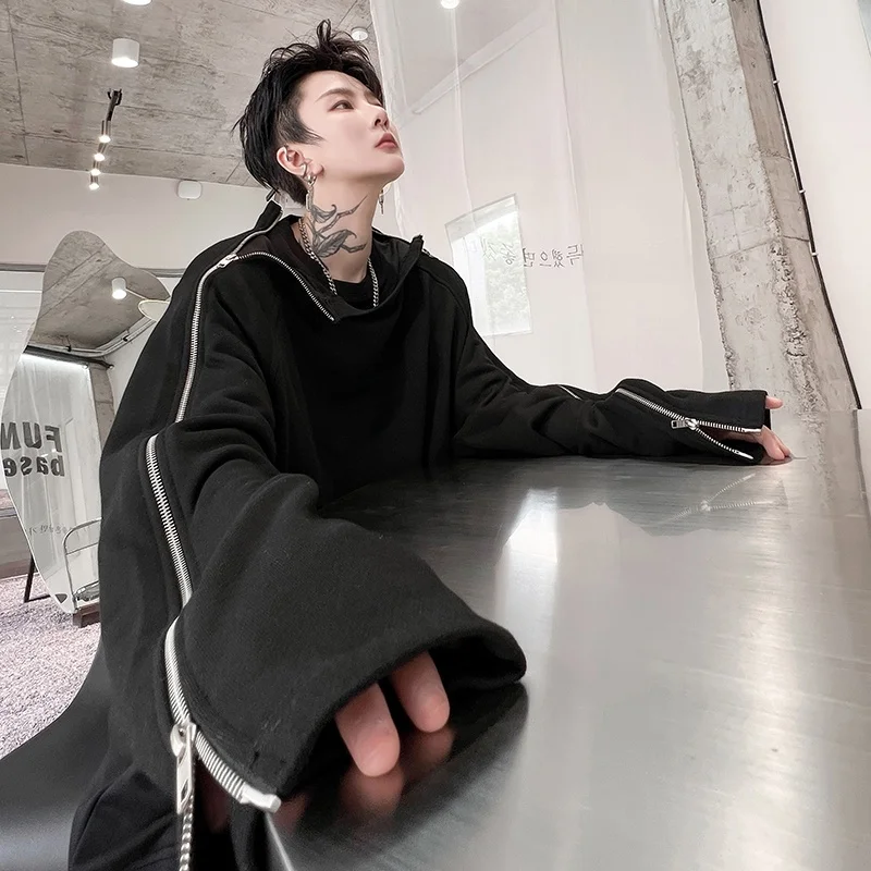 

Мужская толстовка в стиле ретро с уникальным дизайном, двойной молнией, свободного кроя, на все сезоны, из полиэстера