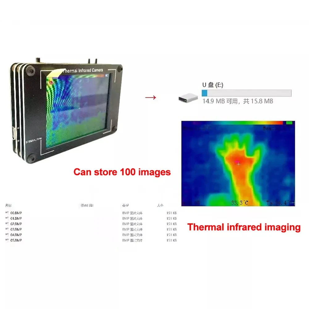 Battery Operated Thermal Imaging Device Thermometer Infrared Sensor Field Of View 55 *35 Image Storage 100 Files
